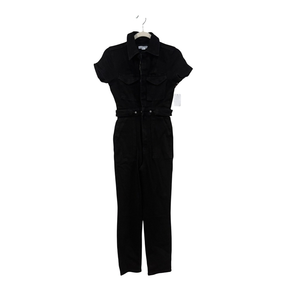 Good American Fit For Success Denim Jumpsuit NWOT Black Zip Front Size S Small